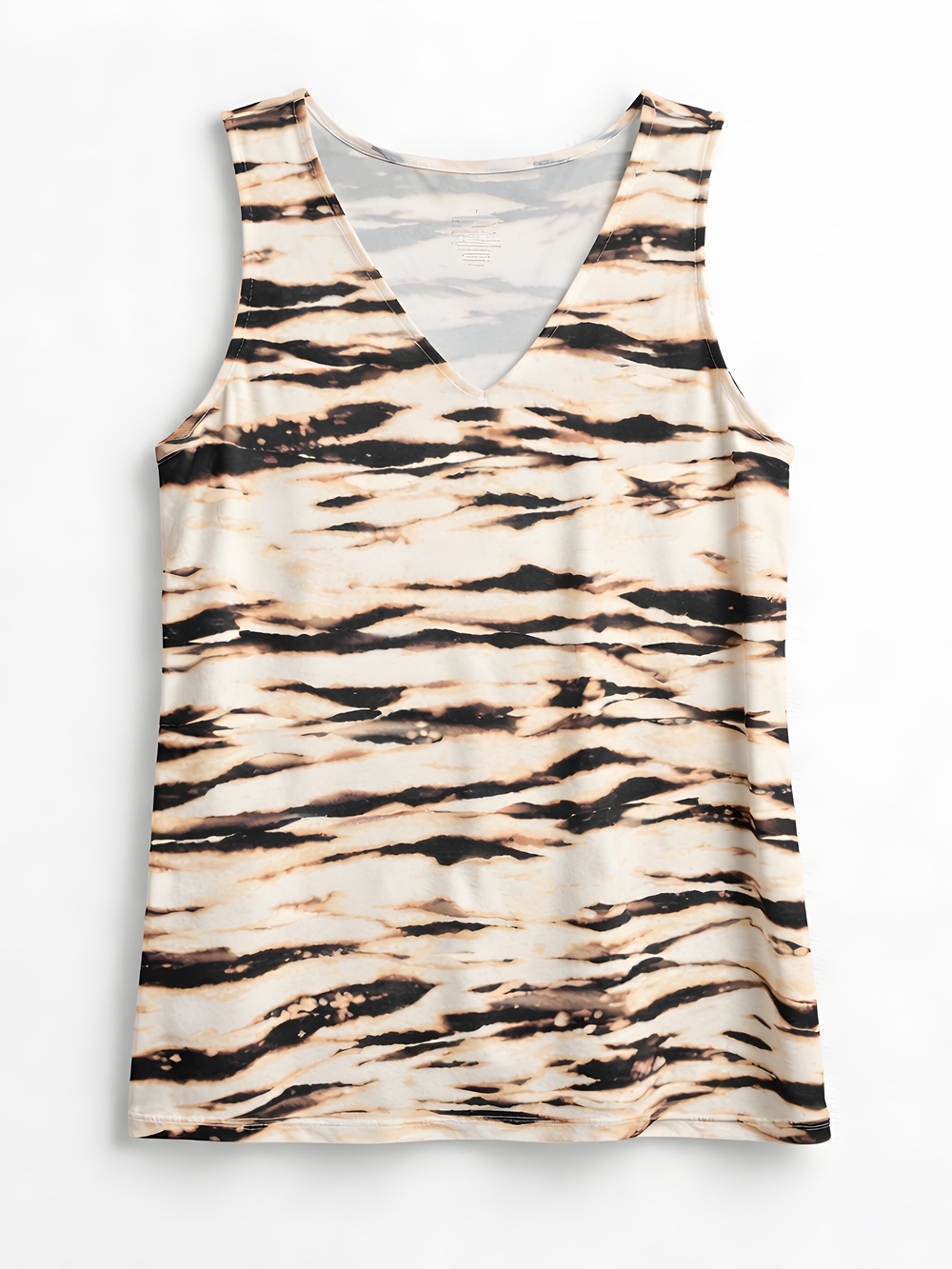 153 Torrid Black and Cream Foxy Deep V Neck Tank Animal Tiger Zebra Print Stripe